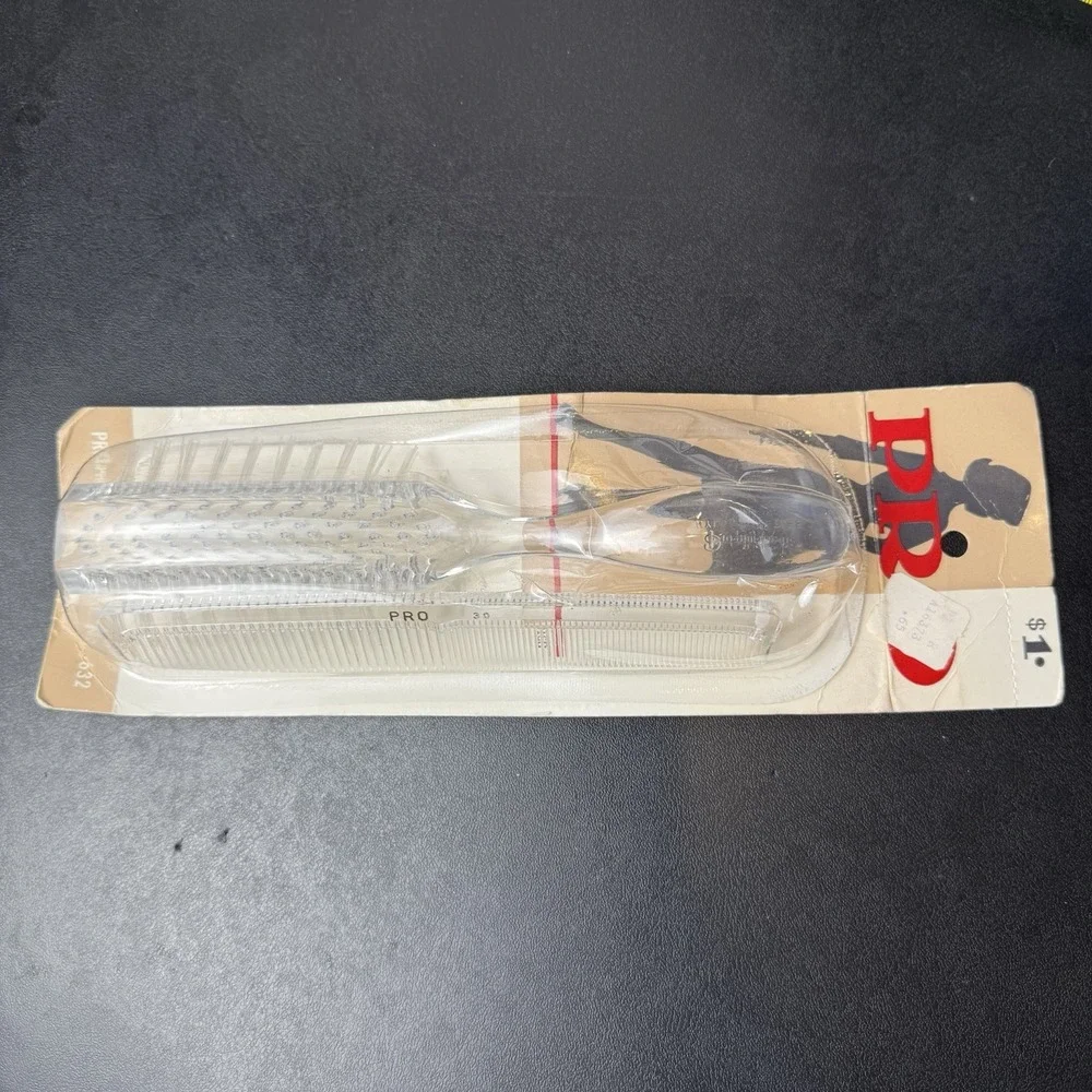 Vtg 2 Piece Jewelite Prophylactic Lucite Hairbrush Comb Set Nylon Bristles NIP‎